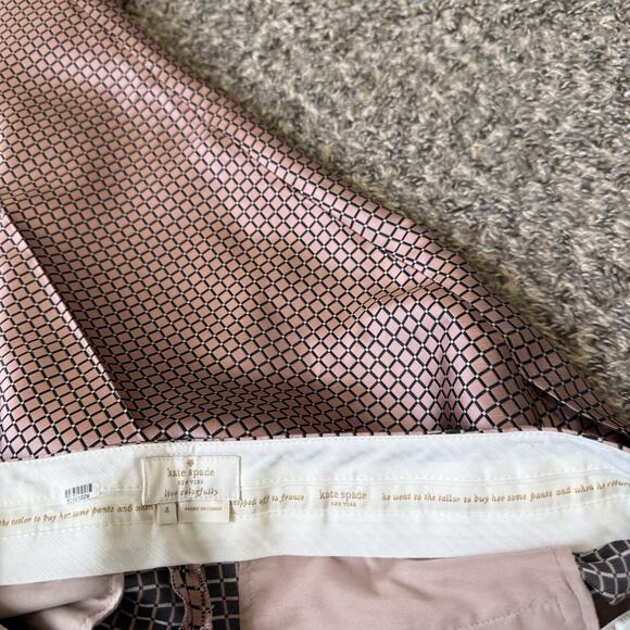 Kate Spade Dress Pants Pink Printed Size 4 Straight Leg High Rise Pockets New - Picture 5 of 7